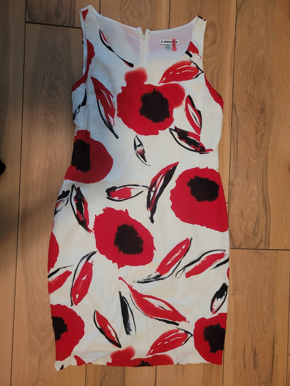 White & Red Floral Sheath Dress